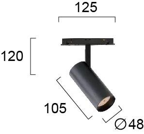 ტექნიკური განათება წერტილოვანი Viokef MAGNETIC LED განათ.დონის კონტრ 13ვატი 3000K შავი დიამ.4.8სმ 4244000